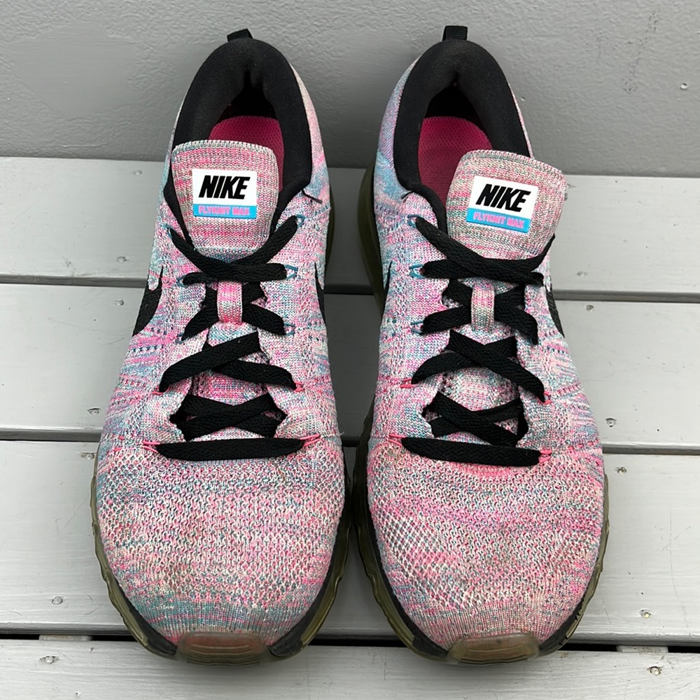 Nike Womens Flyknit Max Blue Pink Blast 620659-104 Running/Training Shoe Size 11